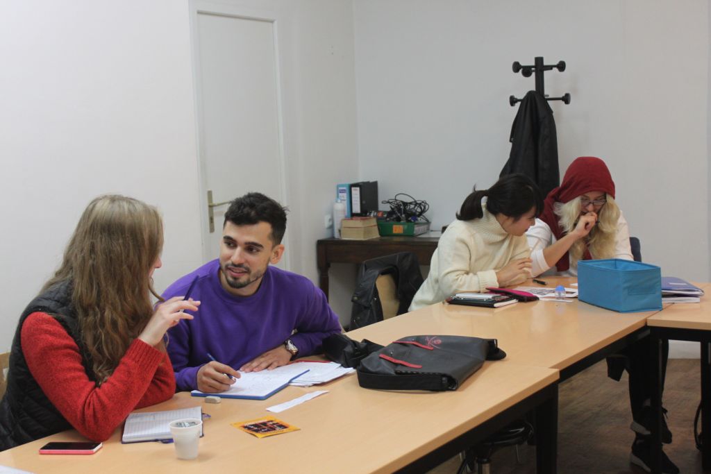 Students at the language school in Paris